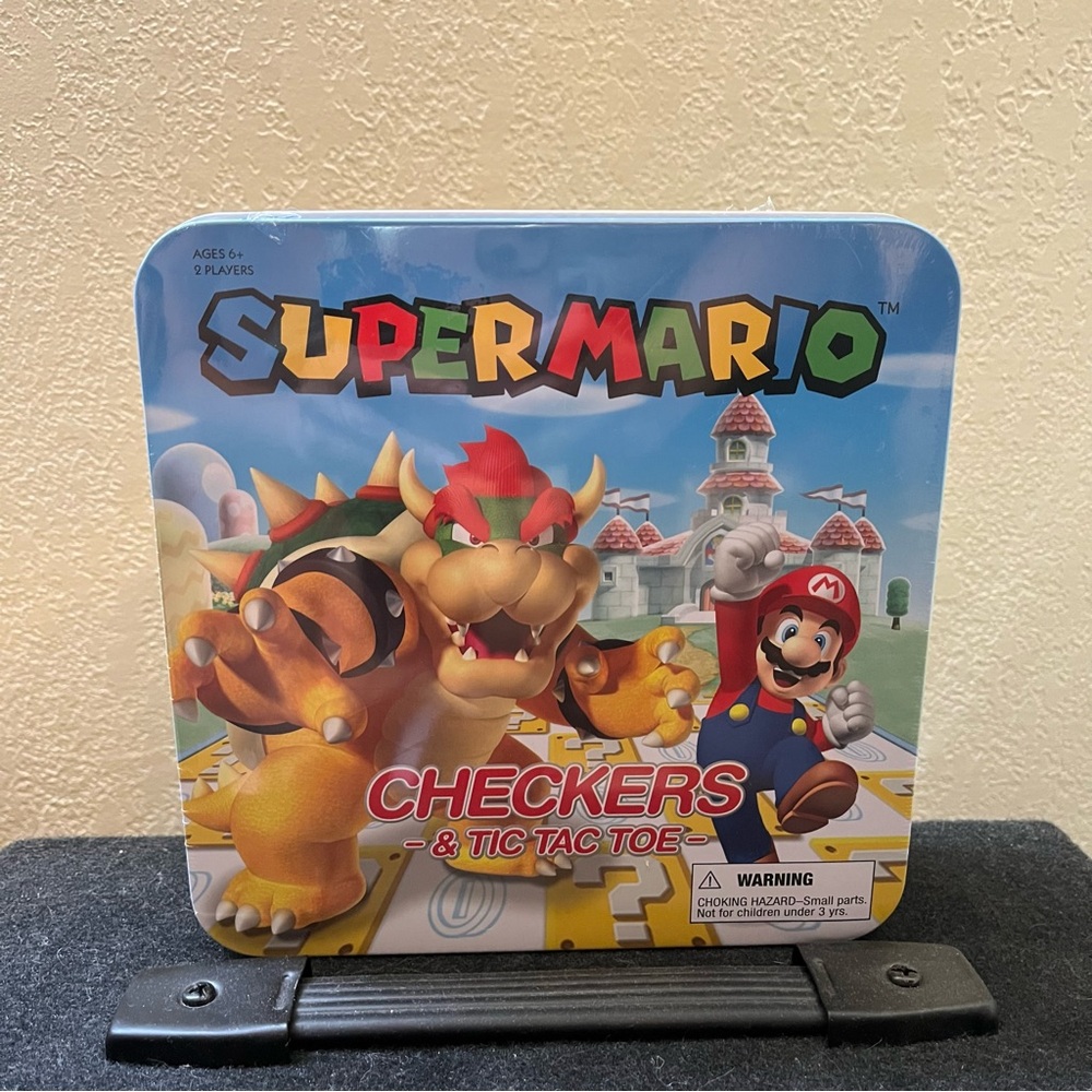 Super Mario Checkers Tic Tac Toe Novelty Game Sealed Tin Nintendo Gamer Gift